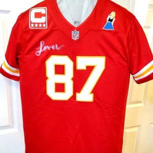 T Swiftie Youth size14-15 KC 87 Football Jersey With Theme (LOVER) Necklace Red